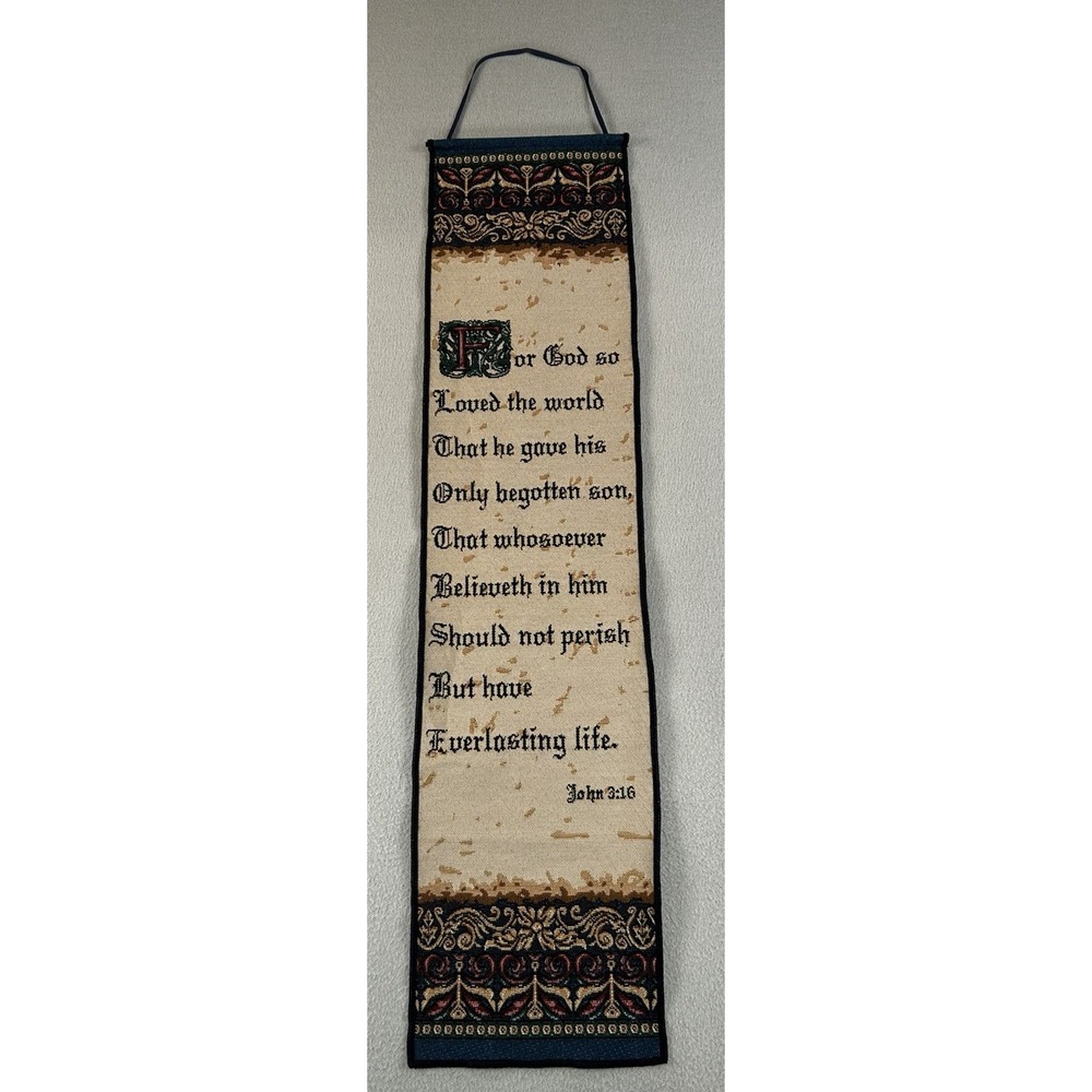 John 3:16 Hanging Wall Tapestry Banner For God So Loved The World 35"